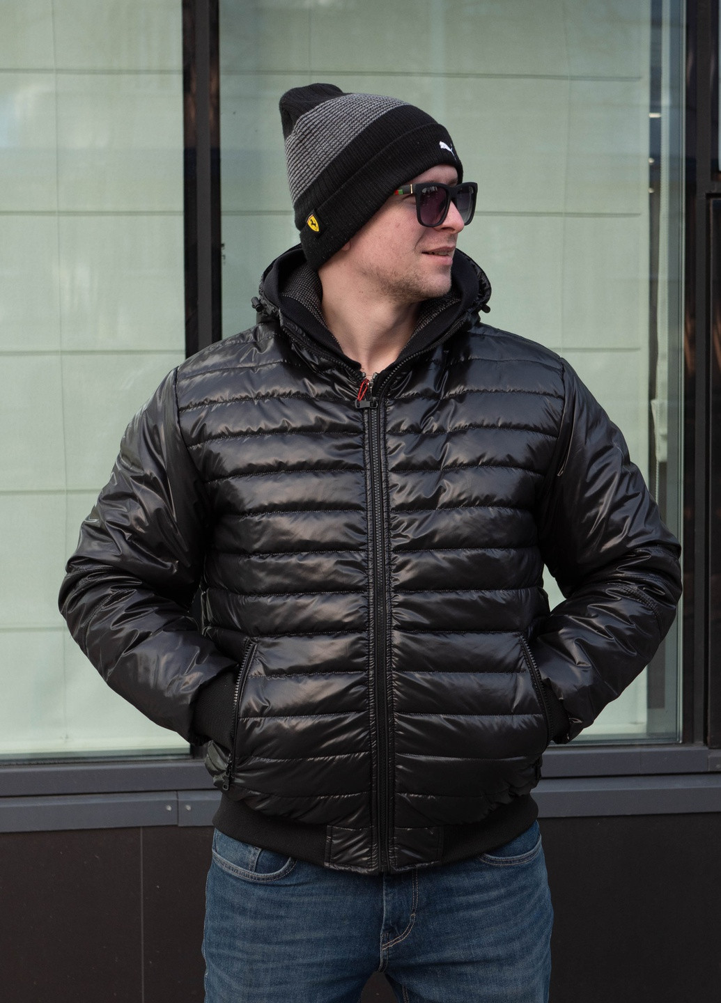 Чорна демісезонна чоловіча куртка осінь-весна від виробника SK