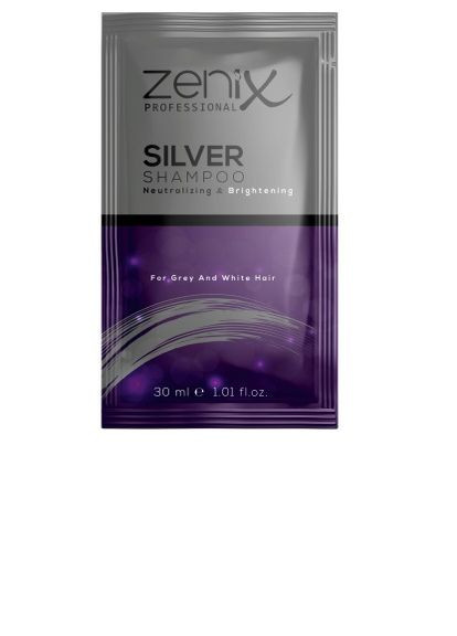 Срібний шампунь для освітленого, мелірованого та сивого волосся, 30 мл Zenix (278648244)