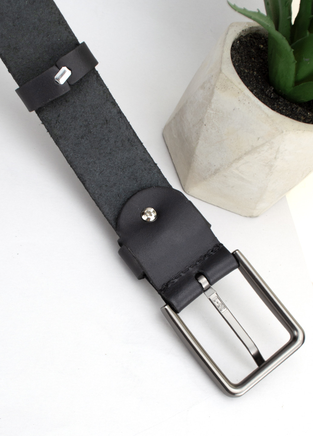 Ремень мужской кожаный HC-3462 (120 см) черный классический под брюки HandyCover (265390864)