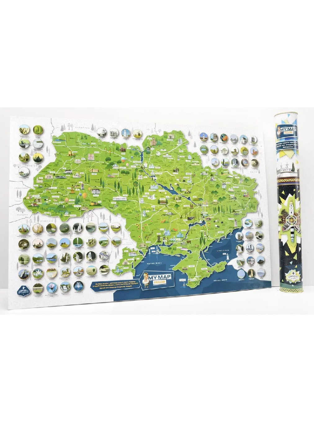 Настінна скретч карта відміток подорожей Україна українська мова ламінований папір 41х61 см (474169-Prob) Unbranded (257519035)