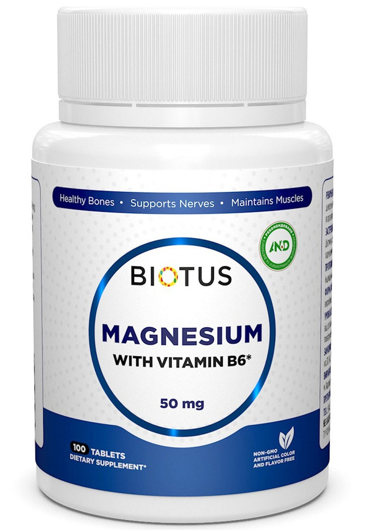 Magnesium with Vitamin B6 100 Tabs BIO-530210 Biotus (257252866)