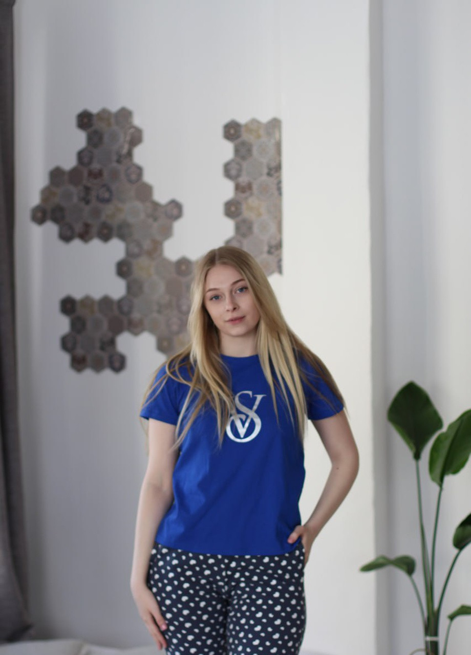 Синя жіноча піжама з бріджами Milana