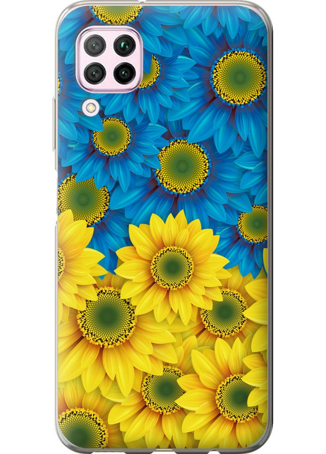 Силиконовый чехол 'Жёлто-голубые цветы' для Endorphone Huawei P40 Lite (257834630)