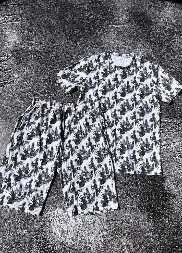 Принтований літній чоловічий костюм футболка шорти No Brand (262089796)