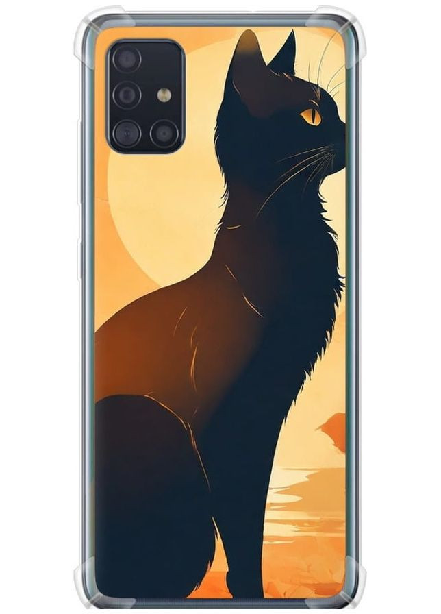Силіконовий протиударний с посиленими кутами чохол 'Чорна кішка v2' для Endorphone Samsung Galaxy A51 2020 A515F (276058967)