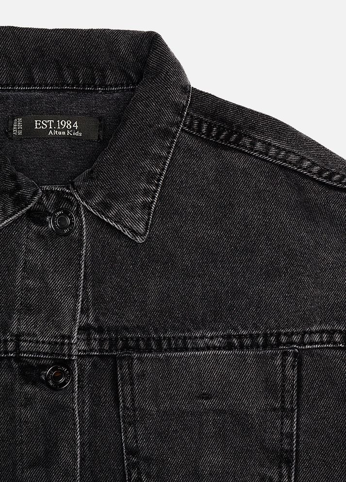 Серая демисезонная джинсовая куртка для девочки цвет серый цб-00224967 Altun