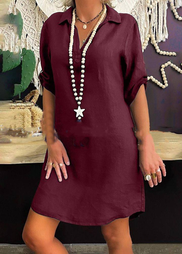 Бордовое женское платье-рубашка цвет бордо р.46/48 434188 New Trend