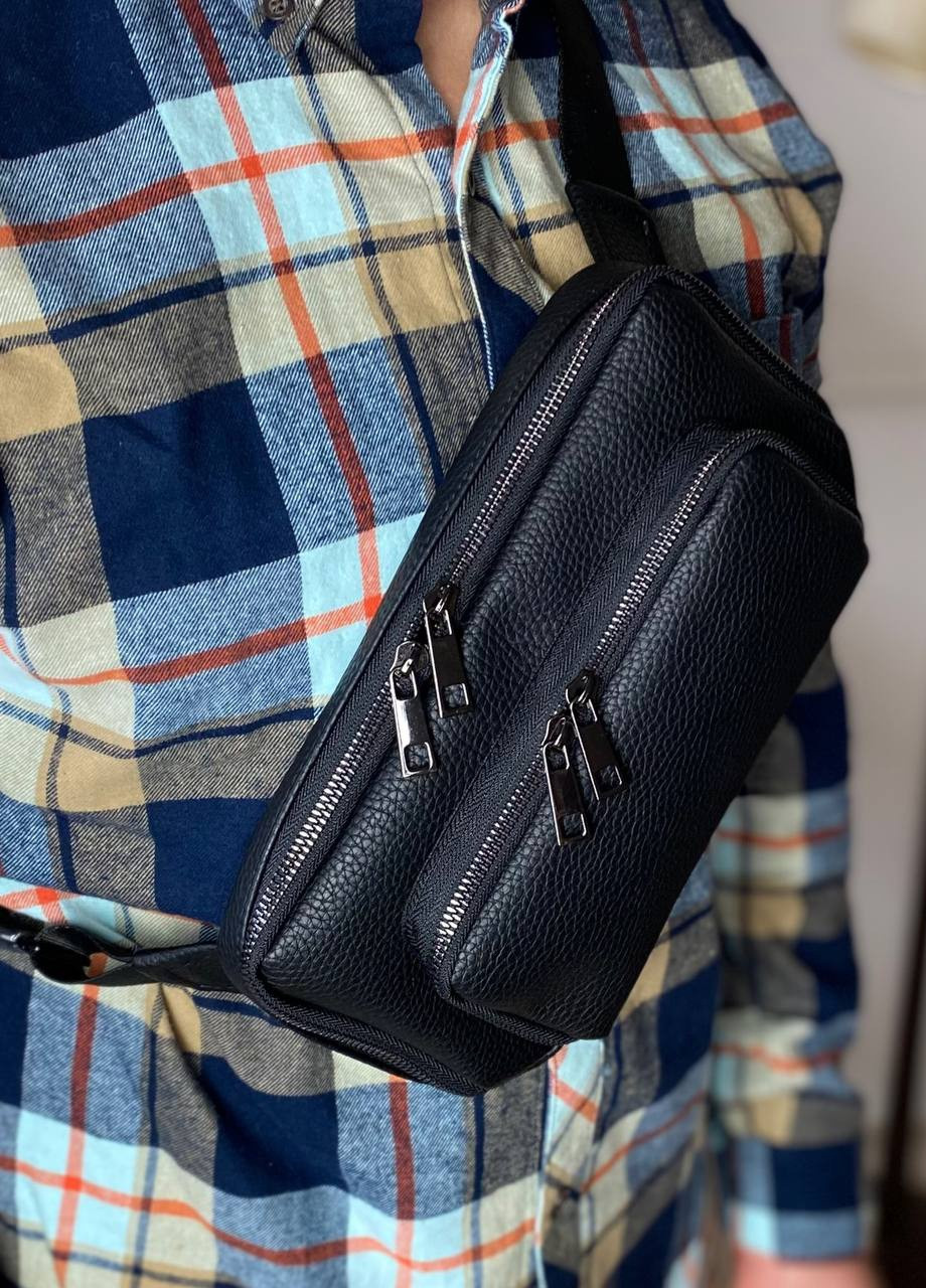 Мужская нагрудная сумка слинг бананка черная повседневная сумка Crazy Flotar No Brand (258260642)