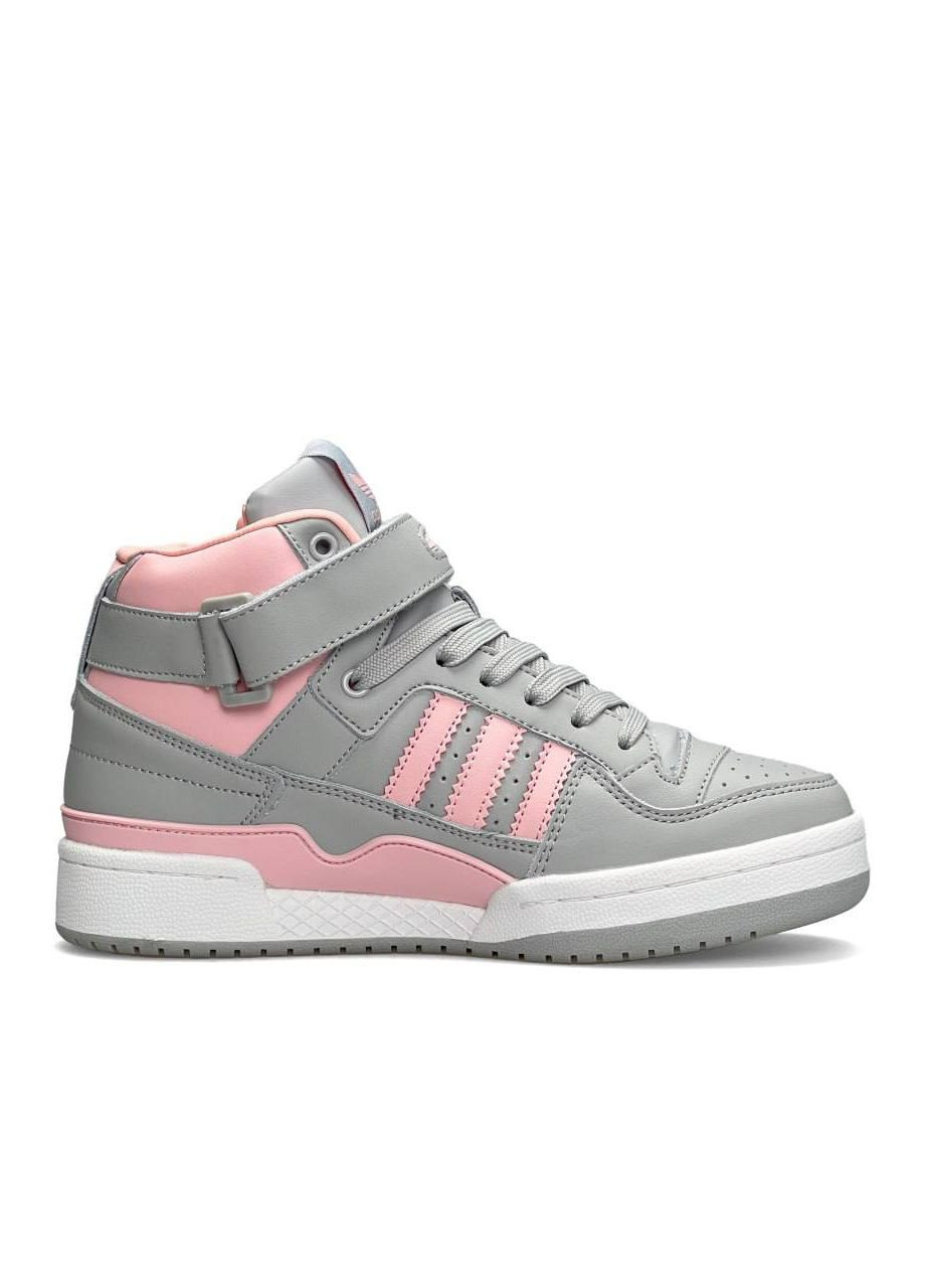 Сірі осінні кросівки жіночі adidas forum 84 mid grey pink w репліка сірі No Brand