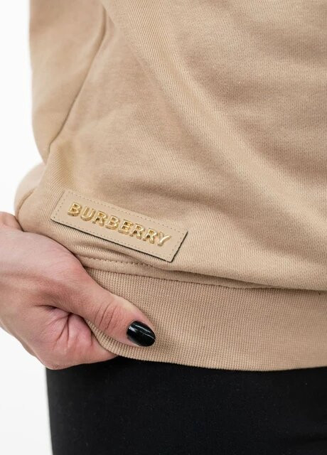 Свитшот женский Burberry - Прямой крой логотип бежевый кэжуал хлопок органический - (265327183)