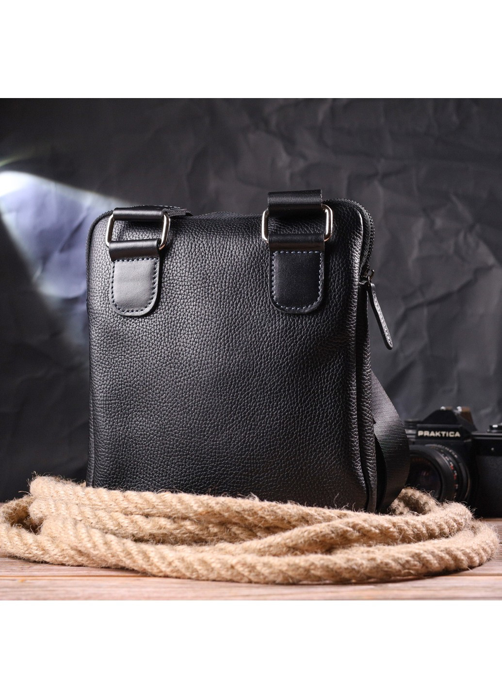 Чоловіча сумка із комбінованої натуральної шкіри 18720 Чорна Shvigel (258267939)