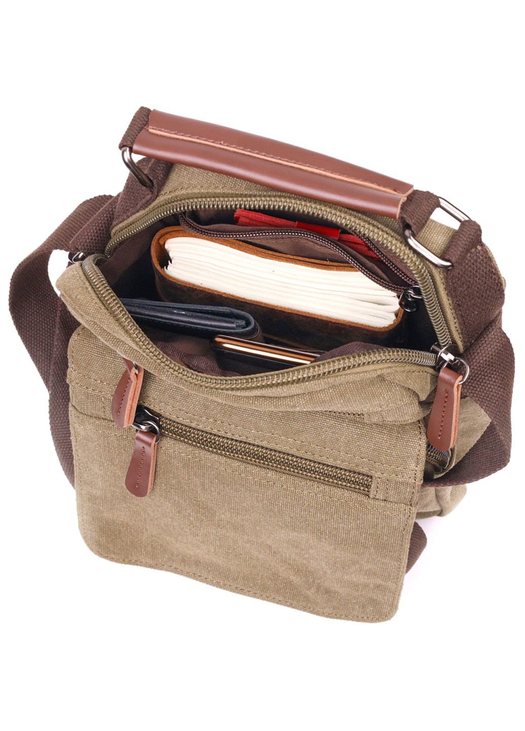 Тканинна чоловіча сумка із щільного текстилю 21227 Оливкова Vintage (258267805)