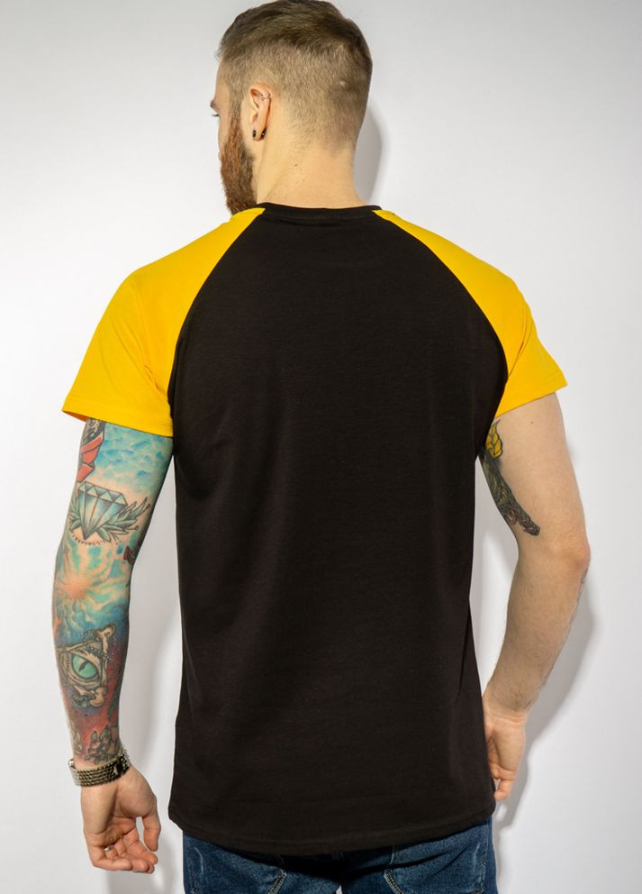 Бесцветная футболка реглан (черно-желтый) Time of Style