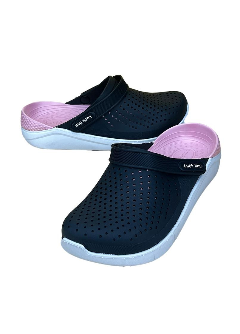 Жіночі крокси чорно-рожеві 5017-361 LuckLine (258661847)