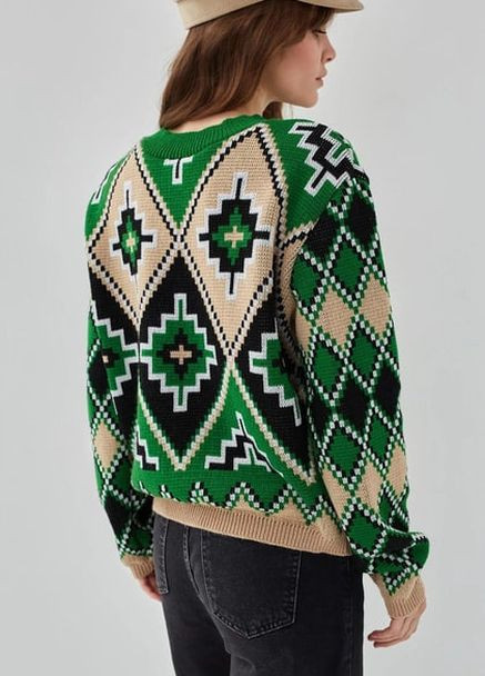 Зелений светр в етно-стилі бренді зелений Guash