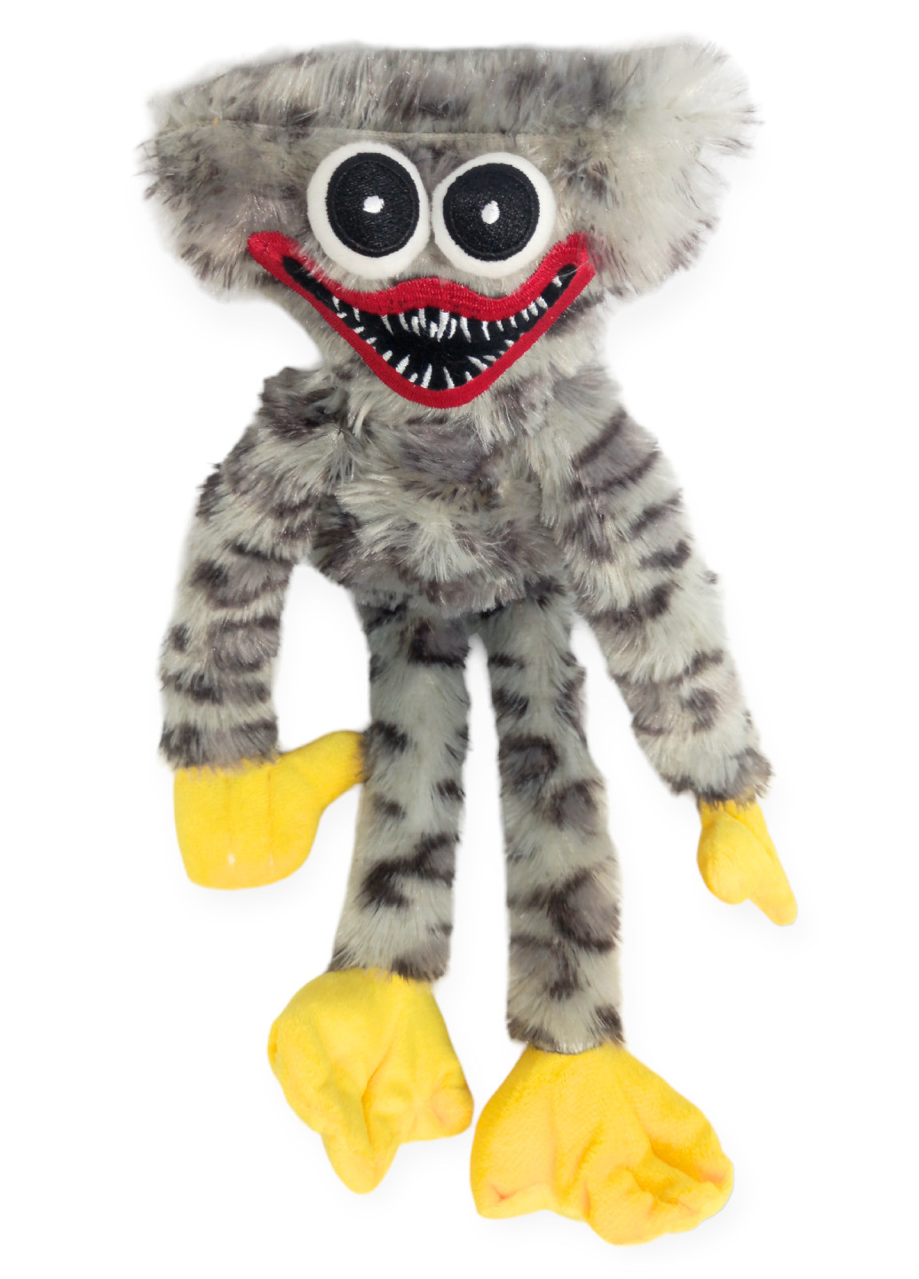Хагі Вагі м'яка іграшка плюш 40 см із липучками на руках леопардовий сірий Huggy Wuggy Poppy Playtime No Brand (266702606)