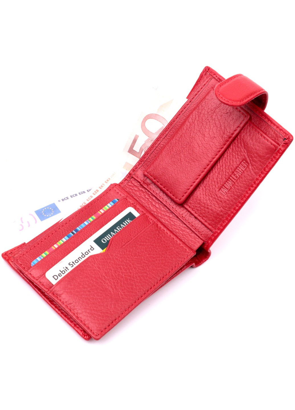 Яркое женское портмоне с блоком для карт из натуральной кожи 19471 Красный st leather (277980519)
