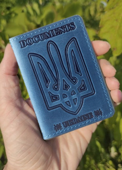 Кожаная обложка на id паспорт, для документов (права, техпаспорт) Villini 017 Синий Martec (259164681)