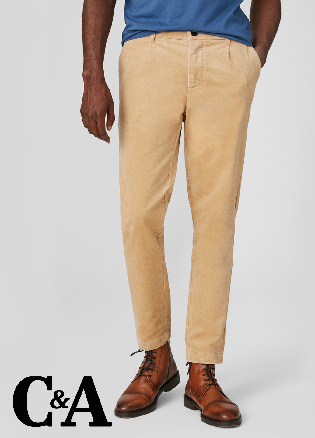 Вельветові штани чоловічі (2 шт) C&A tapered cropped (262443042)