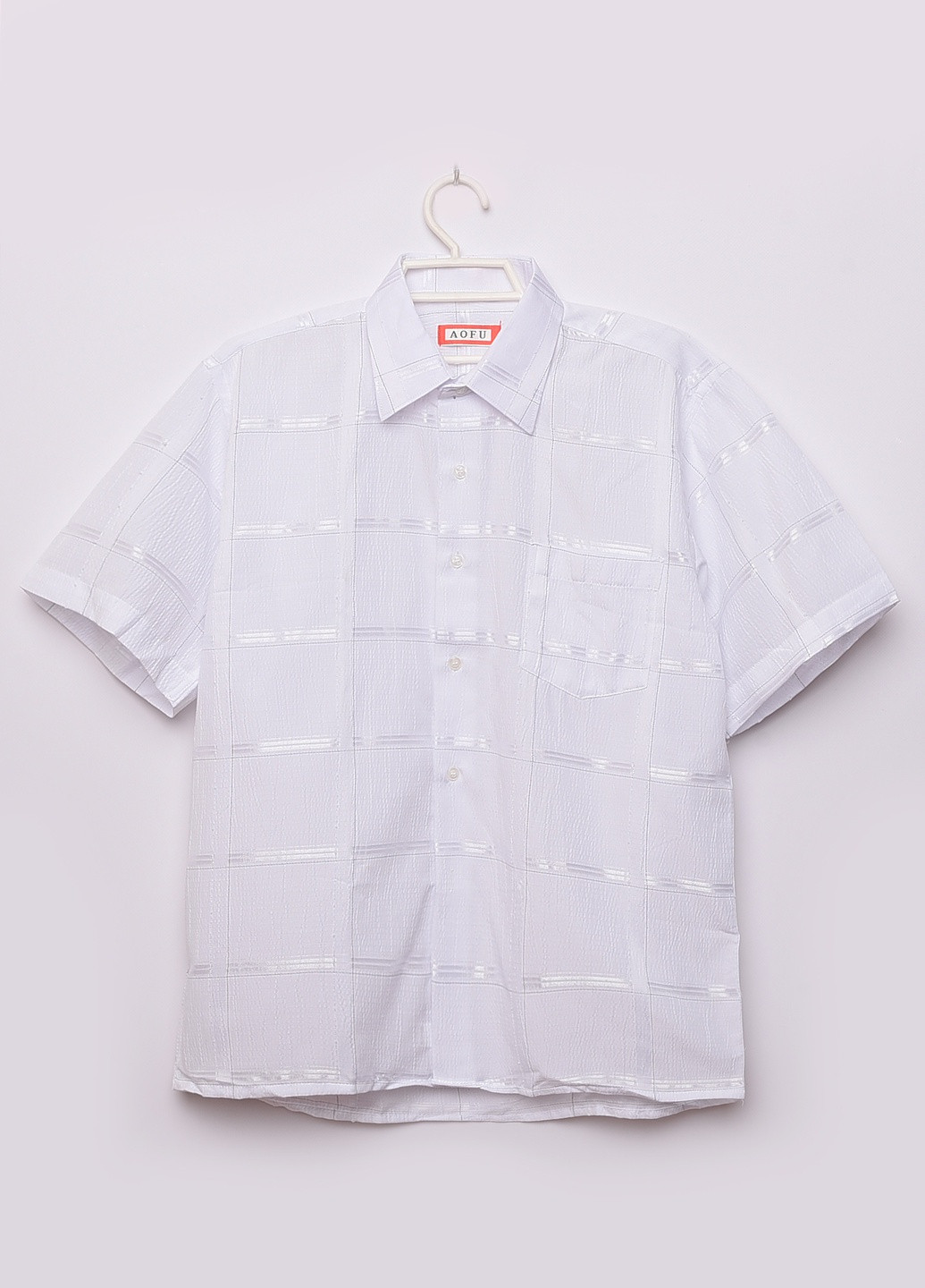 Белая классическая рубашка в клетку Let's Shop