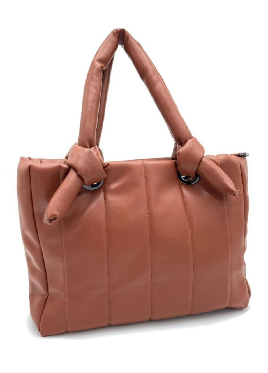 Турецкая сумка из экокожи средних размеров, коричневая повседневная сумка с подкладкой No Brand р-1359-25 (268048873)
