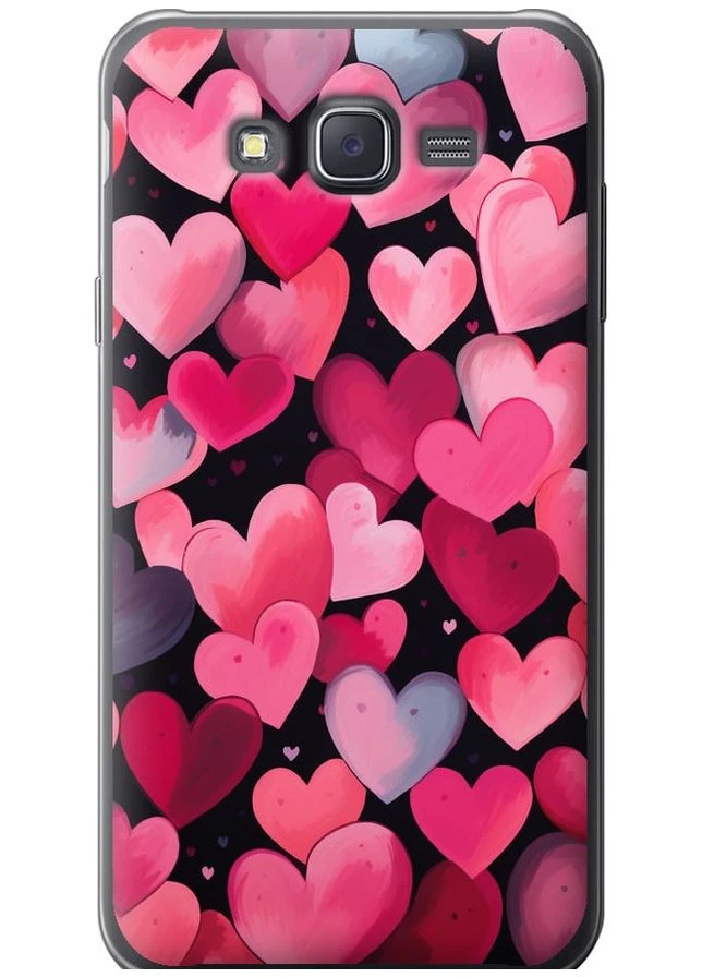 Силиконовый чехол 'Сердечки 4' для Endorphone Samsung Galaxy J7 J700H (267231369)