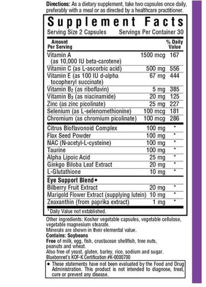 Eye Antioxidant 60 Veg Caps BLB0340 Bluebonnet Nutrition (257342582)