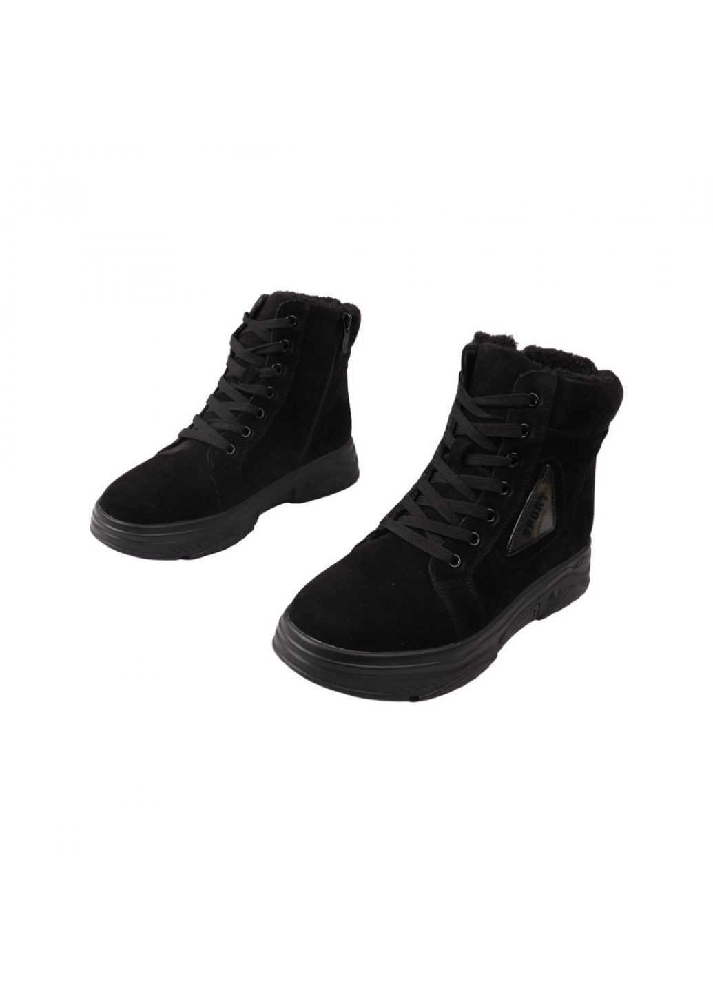 ботинки женские черные нубук Vikonty