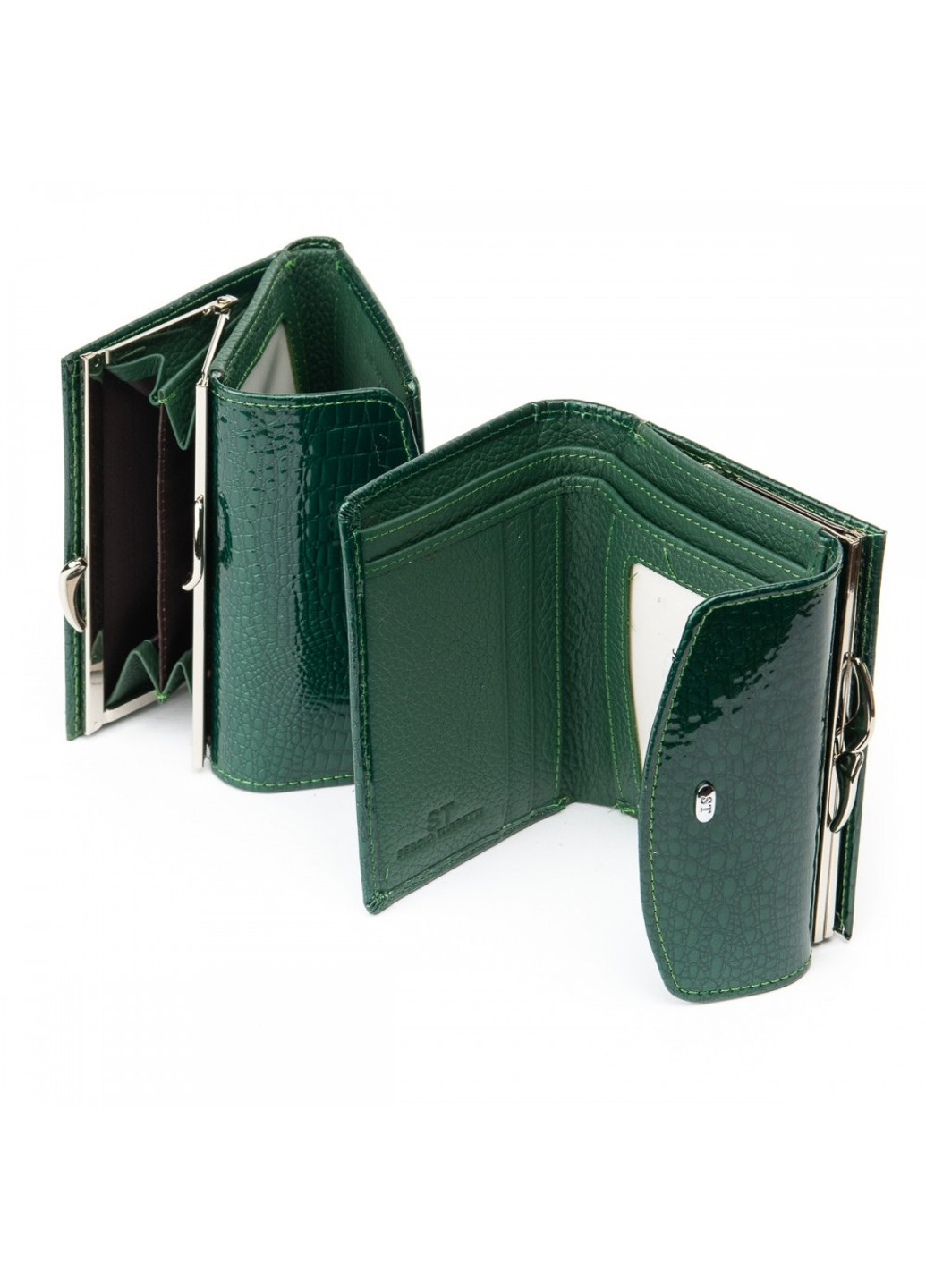 Женский лакированный кошелек из кожи LR WS-11 dark-green Sergio Torretti (272949983)