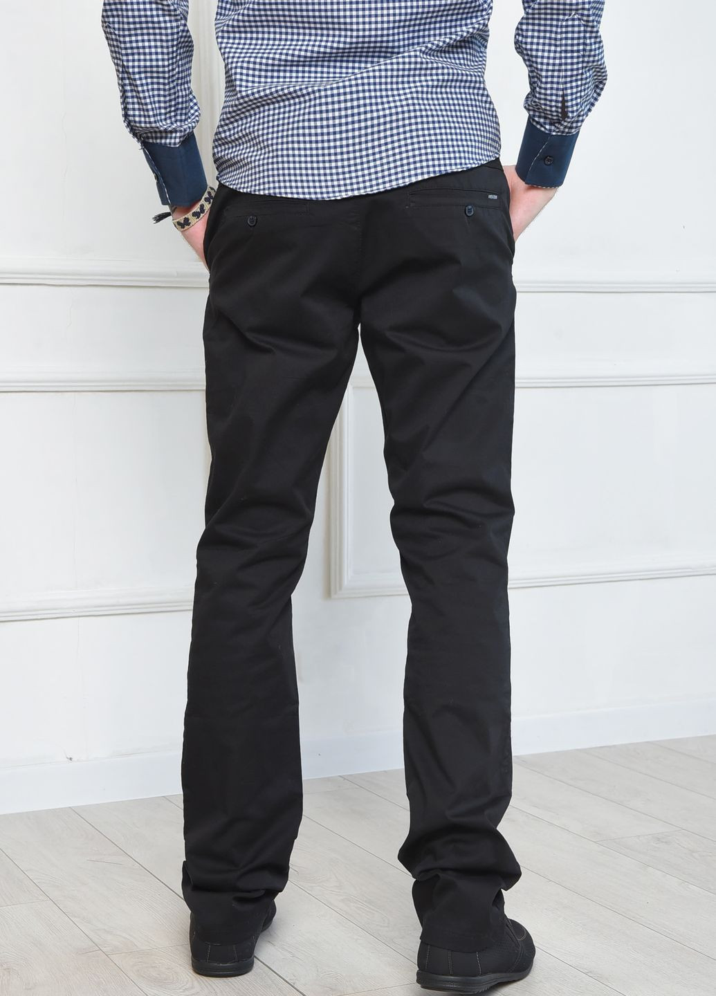 Черные демисезонные прямые штаны мужские черного цвета Let's Shop