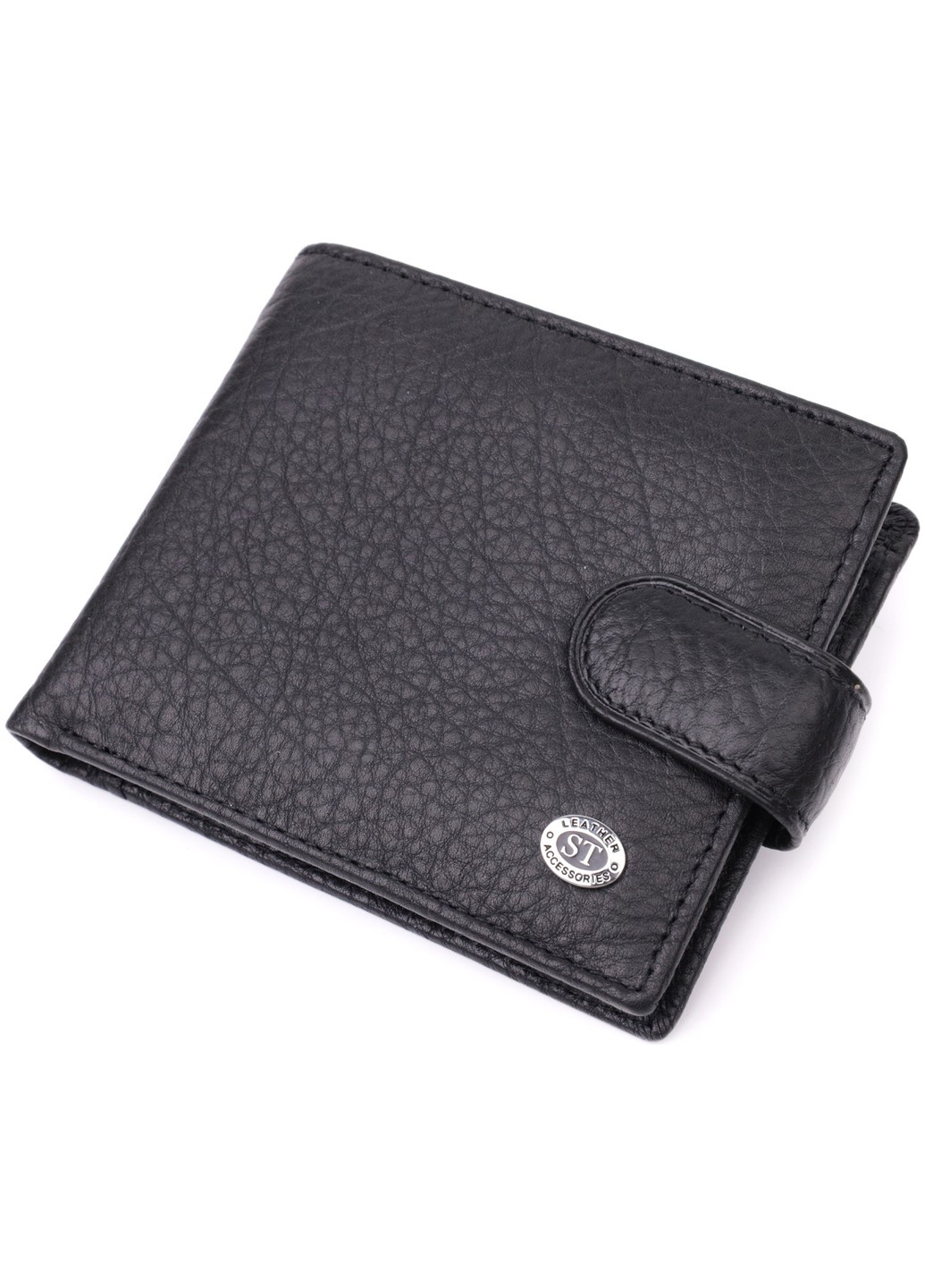 Чоловічий гаманець зручного розміру 22471 Чорний st leather (277980541)