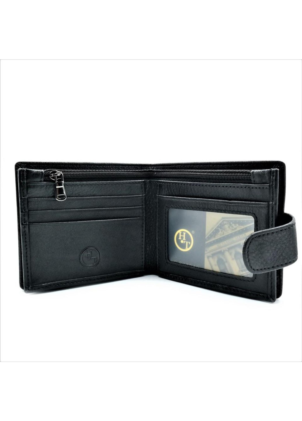 Чоловічий шкіряний гаманець 11 х 10 х 2,5 см Чорний wtro-408 Weatro (272950027)