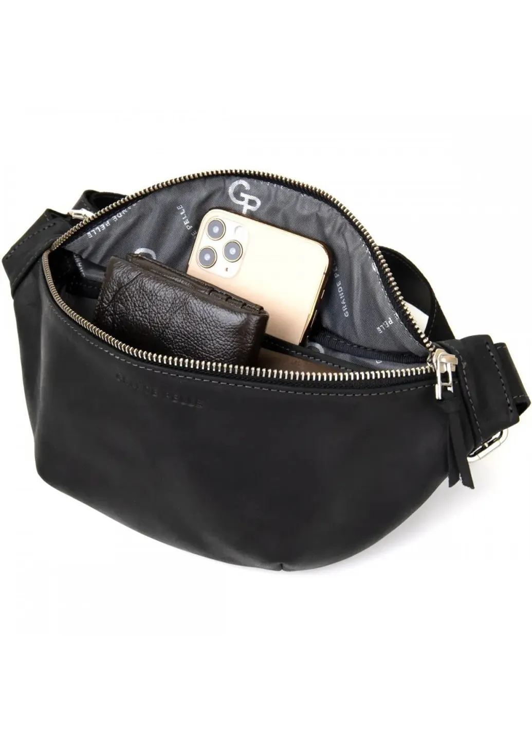 Шкіряна сумка на пояс 11144 Grande Pelle (263605843)