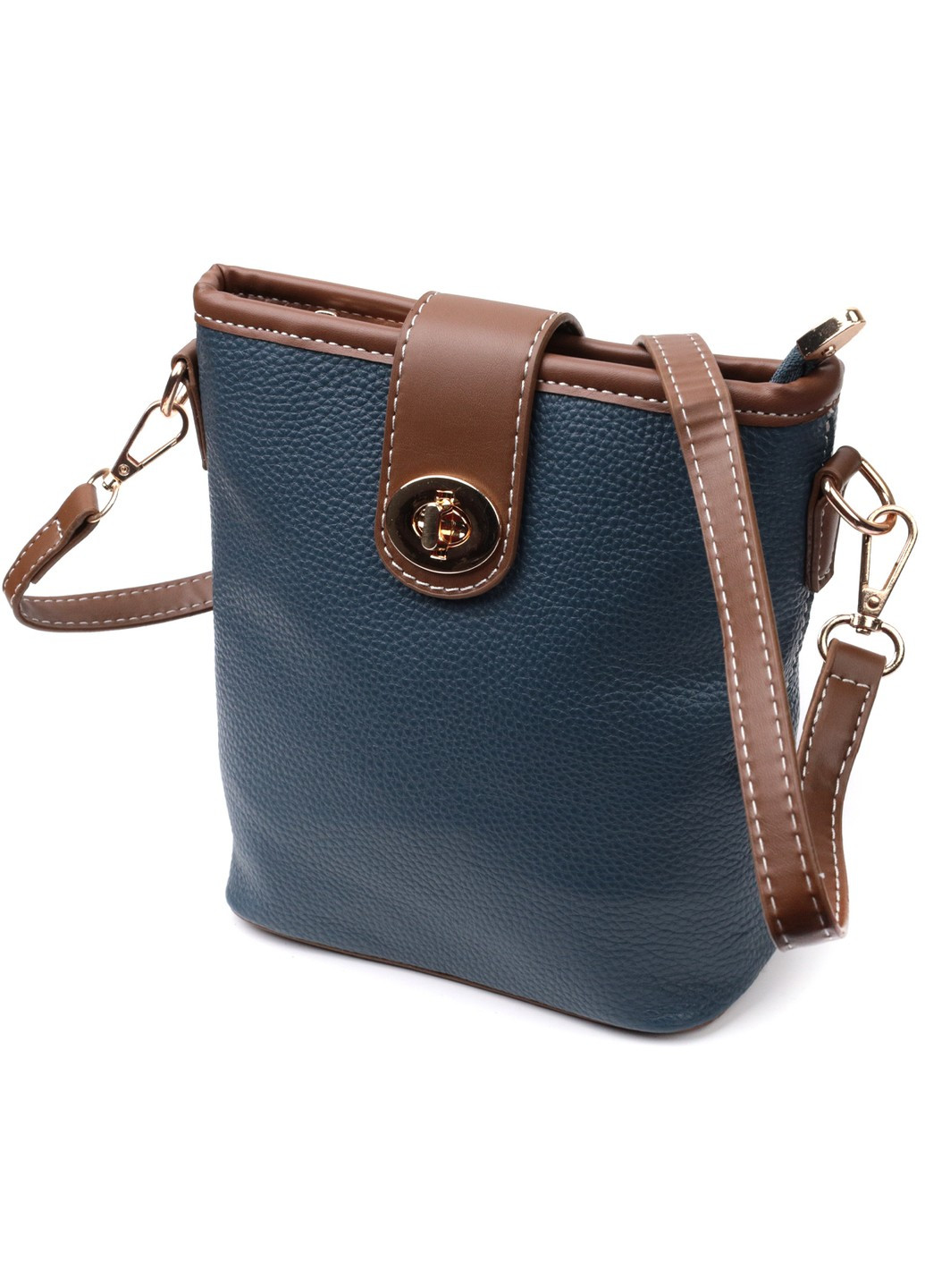 Симпатичная сумка для женщин на каждый день из натуральной кожи 22346 Синяя Vintage (276457655)