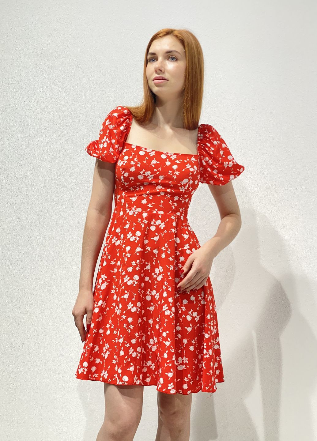 Красное повседневный платье CHICLY с цветочным принтом