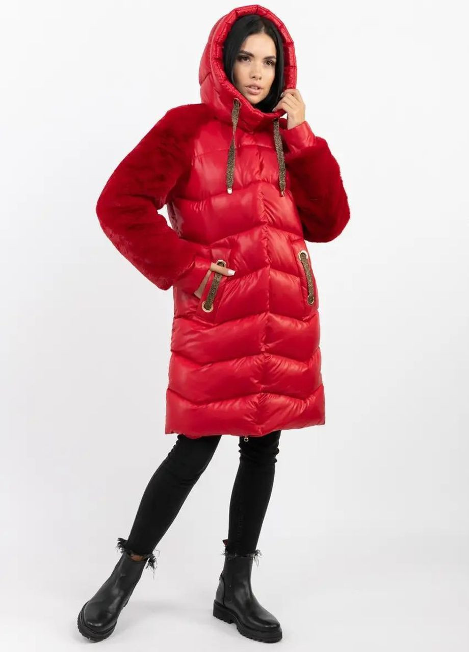 Червона зимня куртка зимова жіноча SK