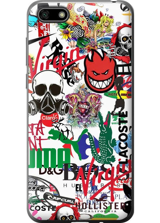 Силикон с усиленными углами чехол 'Many different logos' для Endorphone Huawei Honor 7A (258484796)