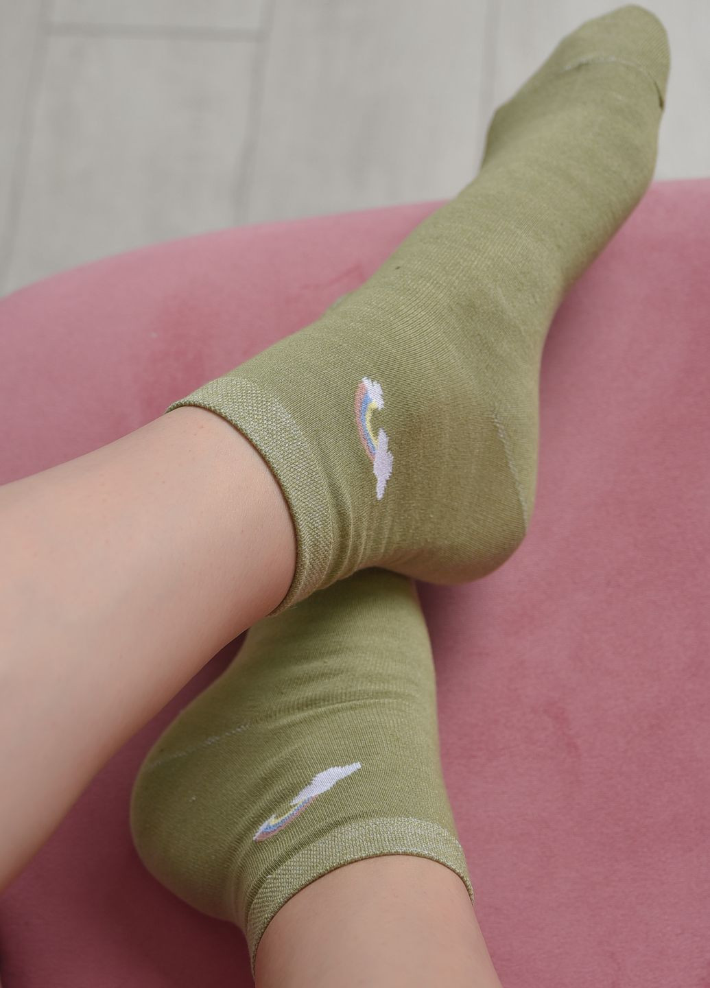 Шкарпетки жіночі стрейч оливкового кольору розмір 36-41 Let's Shop (268036572)
