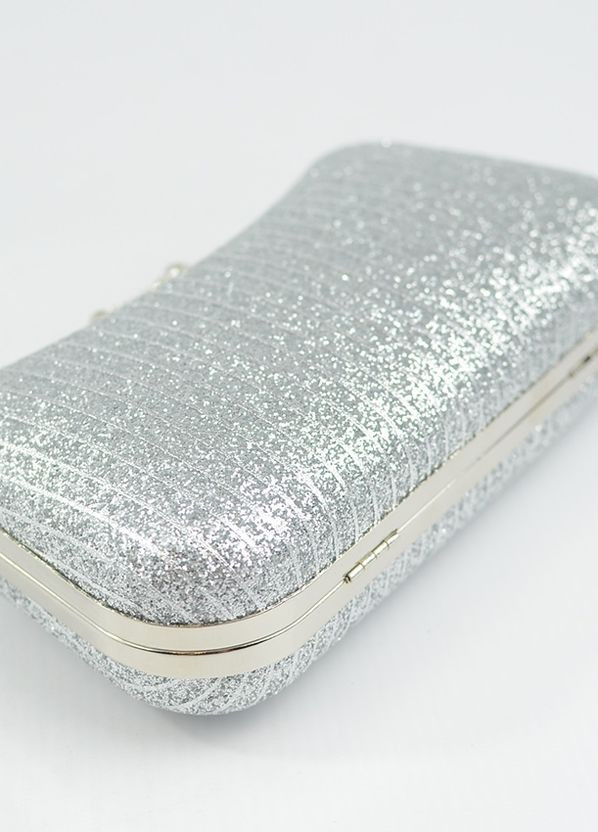 Серебристый маленький вечерний клатч бокс на цепочке, парадная выпускная мини сумочка клатч на плечо No Brand (266623579)