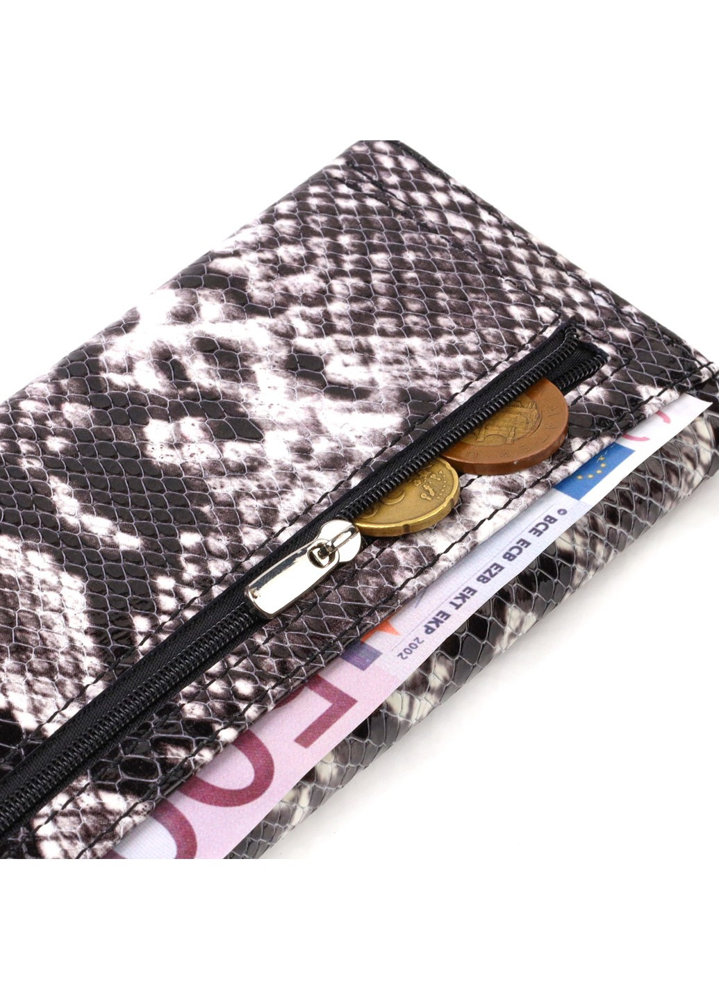 Женское фактурное портмоне из натуральной кожи с тиснением под змею 21692 Разноцветное Canpellini (259874151)