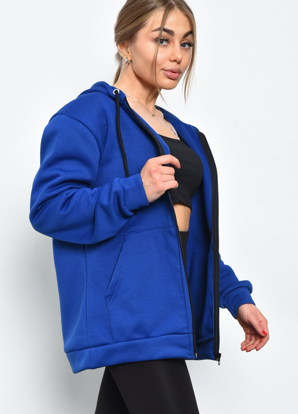 Спортивна жіноча кофта на флісі синього кольору Let's Shop (272092350)