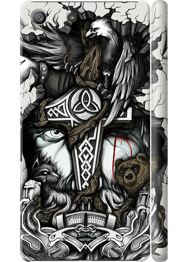 3D пластиковый глянцевый чехол 'Тату Викинг' для Endorphone Sony Xperia M5 E5633 (257794373)