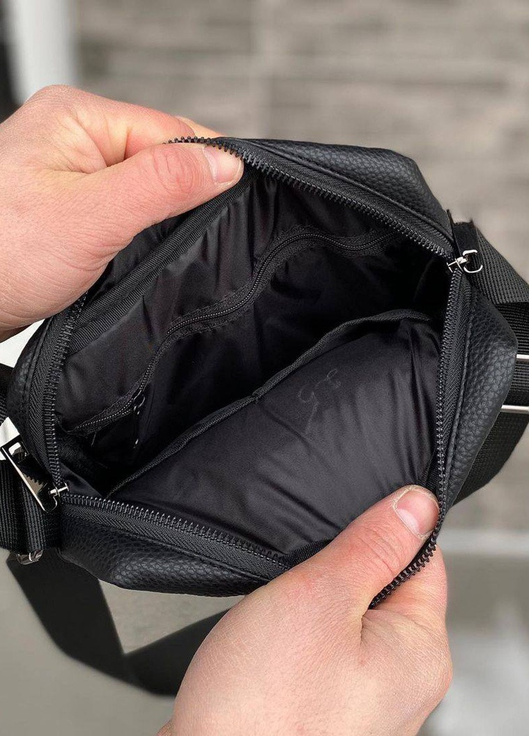 Мужская черная сумка барсетка через плечо мессенджер экокожа Silver No Brand (258260640)