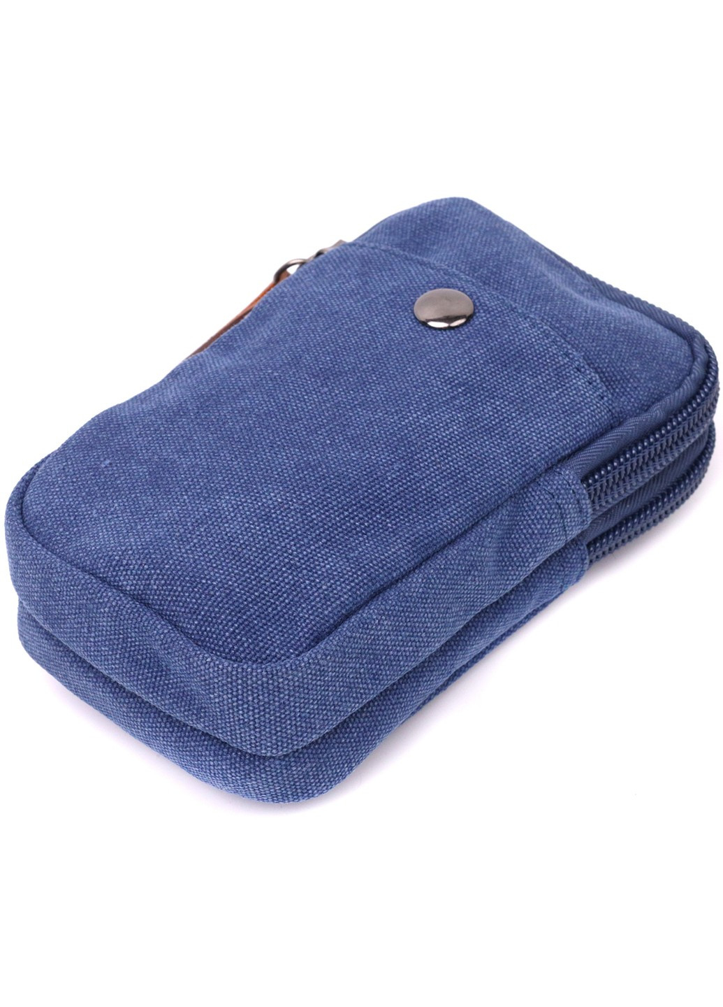 Практична сумка-чохол на пояс із металевим карабіном із текстилю 22226 Синій Vintage (267925327)