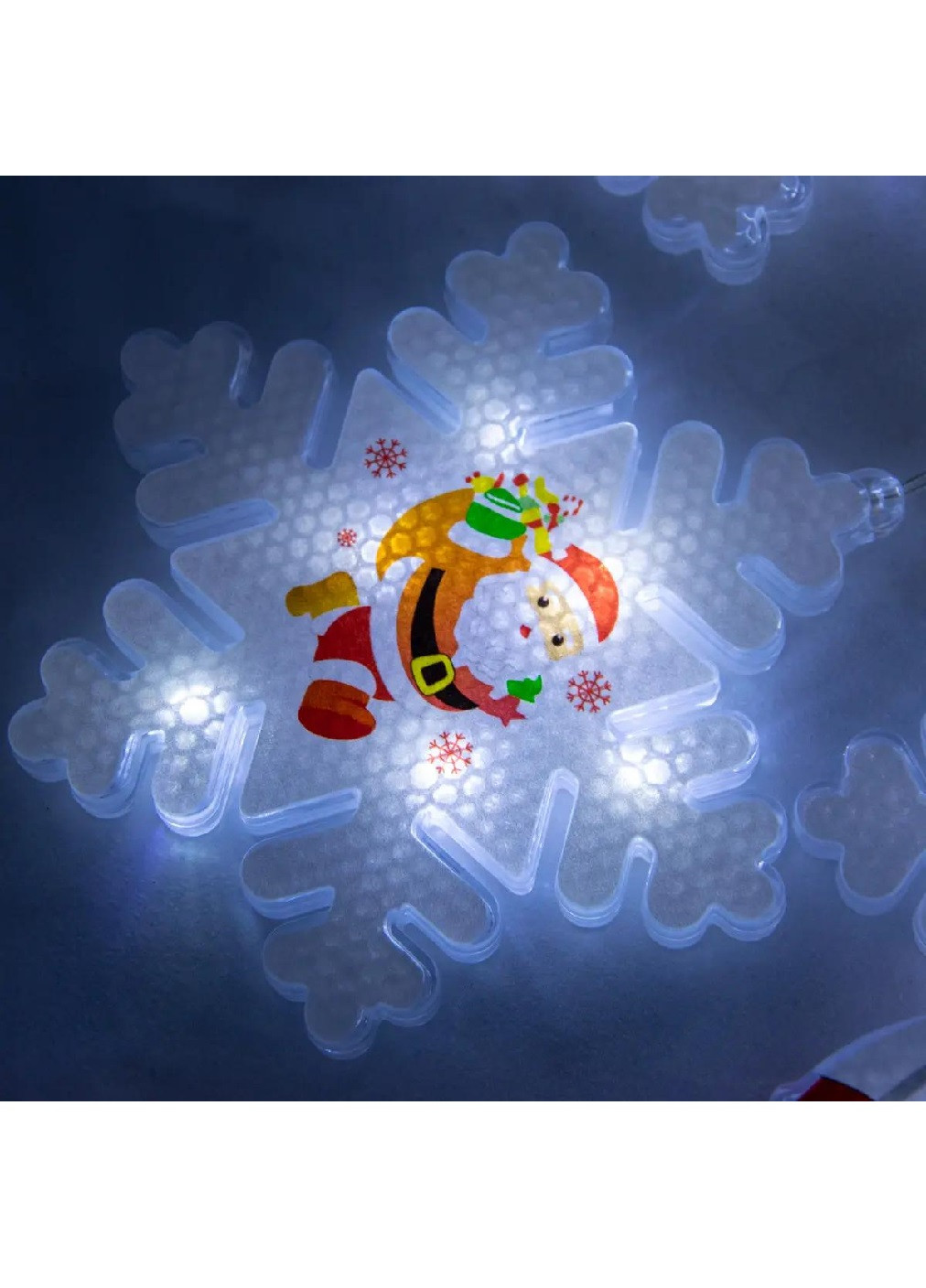 Світлодіодна кімнатна гірлянда бахрома об'ємні 3D сніговики та сніжинки 88 LED світлодіодів 3.2 м (475457-Prob) Біла Unbranded (267807910)