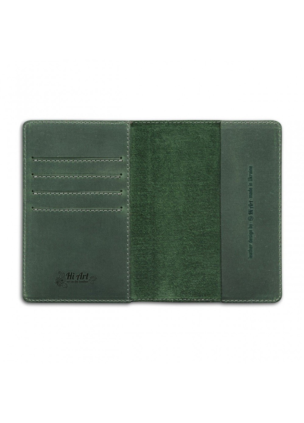 Обложка для паспорта из кожи HiArt PC-02 Mehendi Art Зелёный Hi Art (268371269)