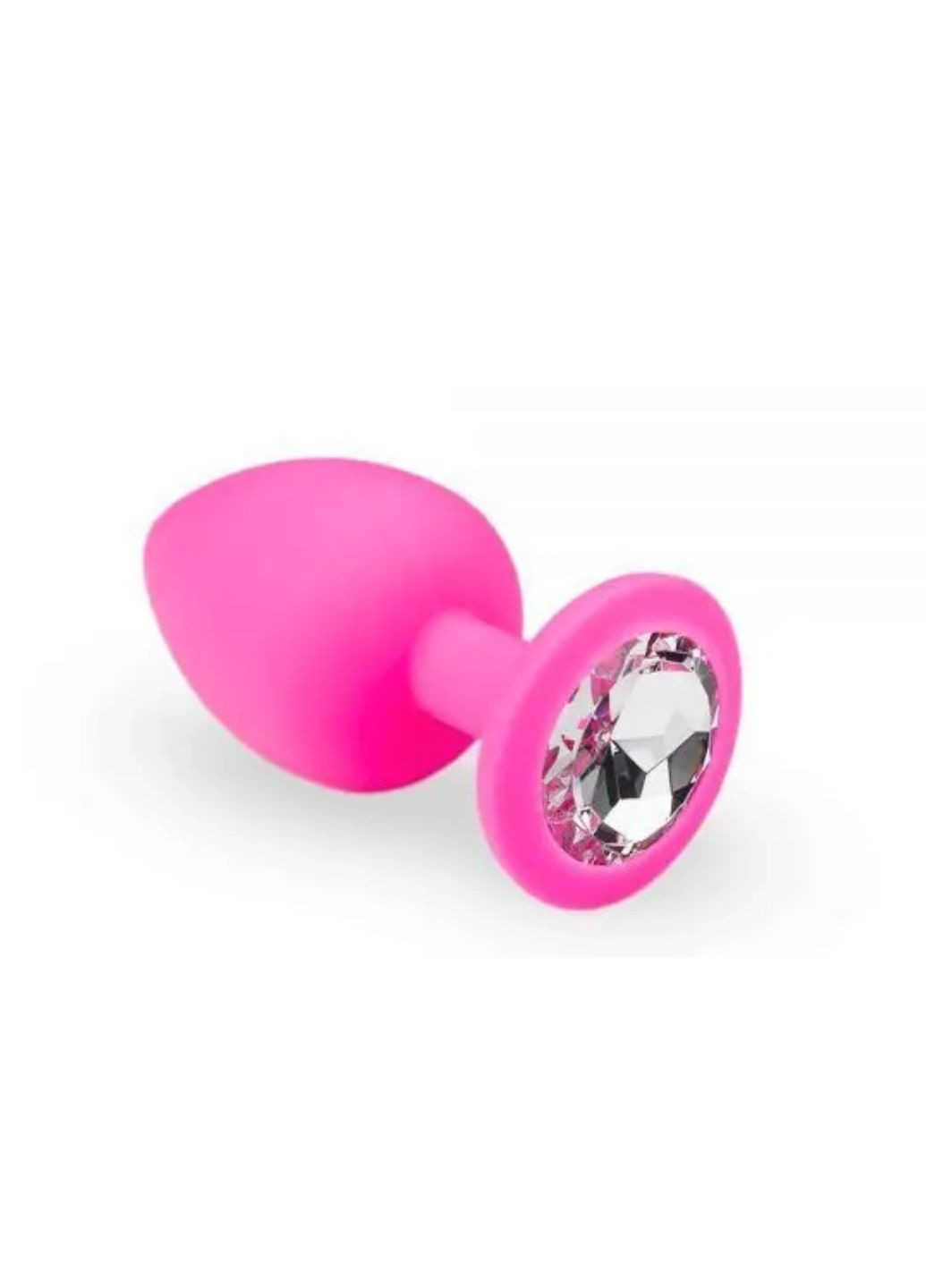 Силіконова анальна пробка із кристалом Pink Silicone Diamond, розмір S, 7х2,8 см. No Brand (274726762)