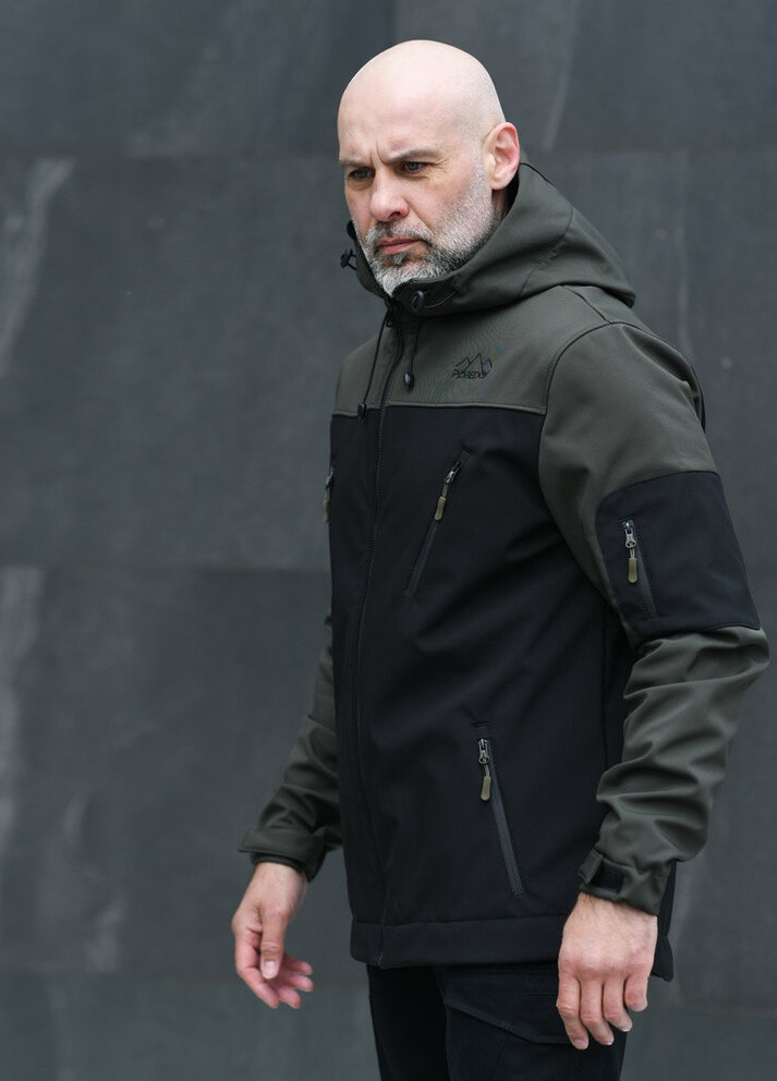Оливковая (хаки) демисезонная куртка korol' lev черный, хаки Pobedov
