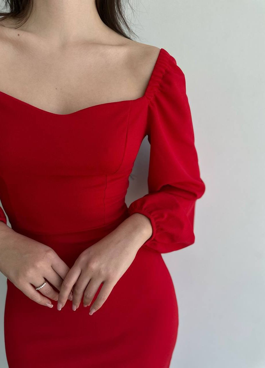 Красное женское платье креп-дайвинг No Brand