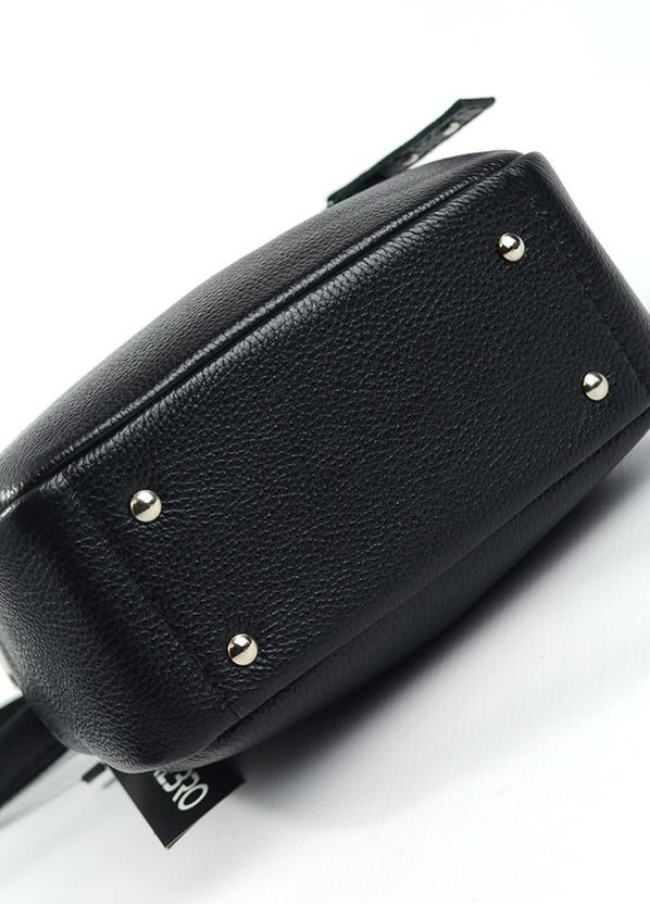 Шкіряна маленька жіноча сумка крос-боді з ручкою, чорна міні сумочка з натуральної шкіри на змійці Serebro (266701161)